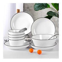 Kitchen European Style Bowls and Plates Strengthened Porcelain Dinnerware Sets